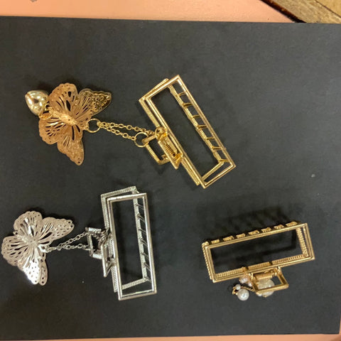 Rectangle metal clip with charm