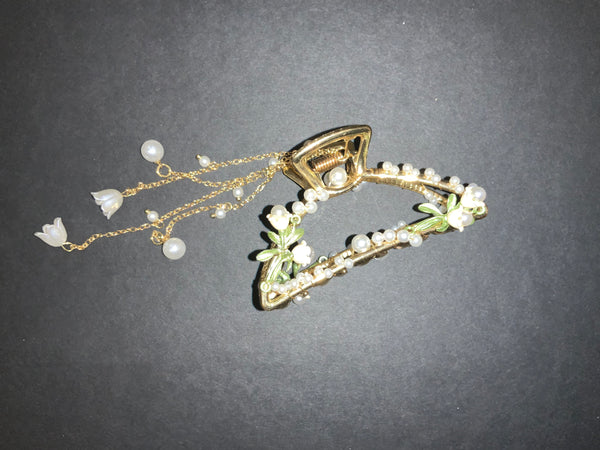 mini flower pearl metal clip