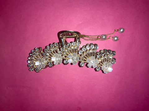 Rhinestone flower metal hairclip